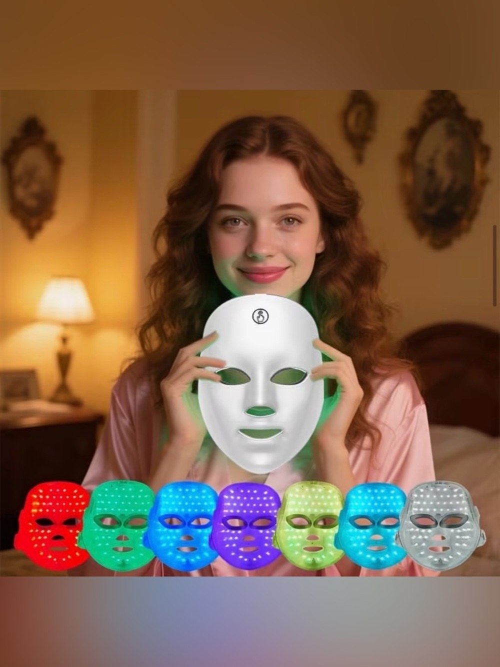 LED Light USB Charge Therapy Facial Beauty Mask - 7 Colors